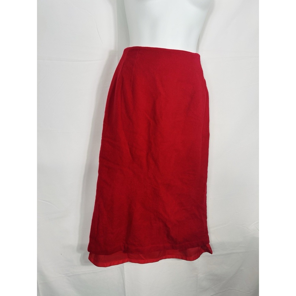 Vintage Savannah Red 100% Wool‎ Straight Skirt Size 12 Capsule Academia Layer